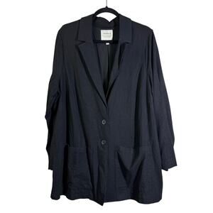 TORRID Blazer 3X Linen Blend Oversized Front Patch Pockets Work Career Capsule